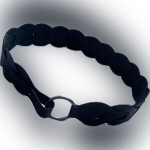 Leather belt large braided black, adjustable, OLD NAVY